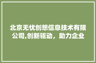 北京無(wú)憂(yōu)創(chuàng)想信息技術(shù) 以創(chuàng)新為引擎，賦能企業(yè)數(shù)字化轉(zhuǎn)型